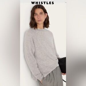WHISTLES 100% Cashmere Sweater Womens L Gray Minimalist Crewneck Lightweight EUC